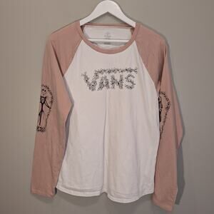 Vans Nightmare Before Christmas Longsleeve Baseball TShirt Pink White - Size L